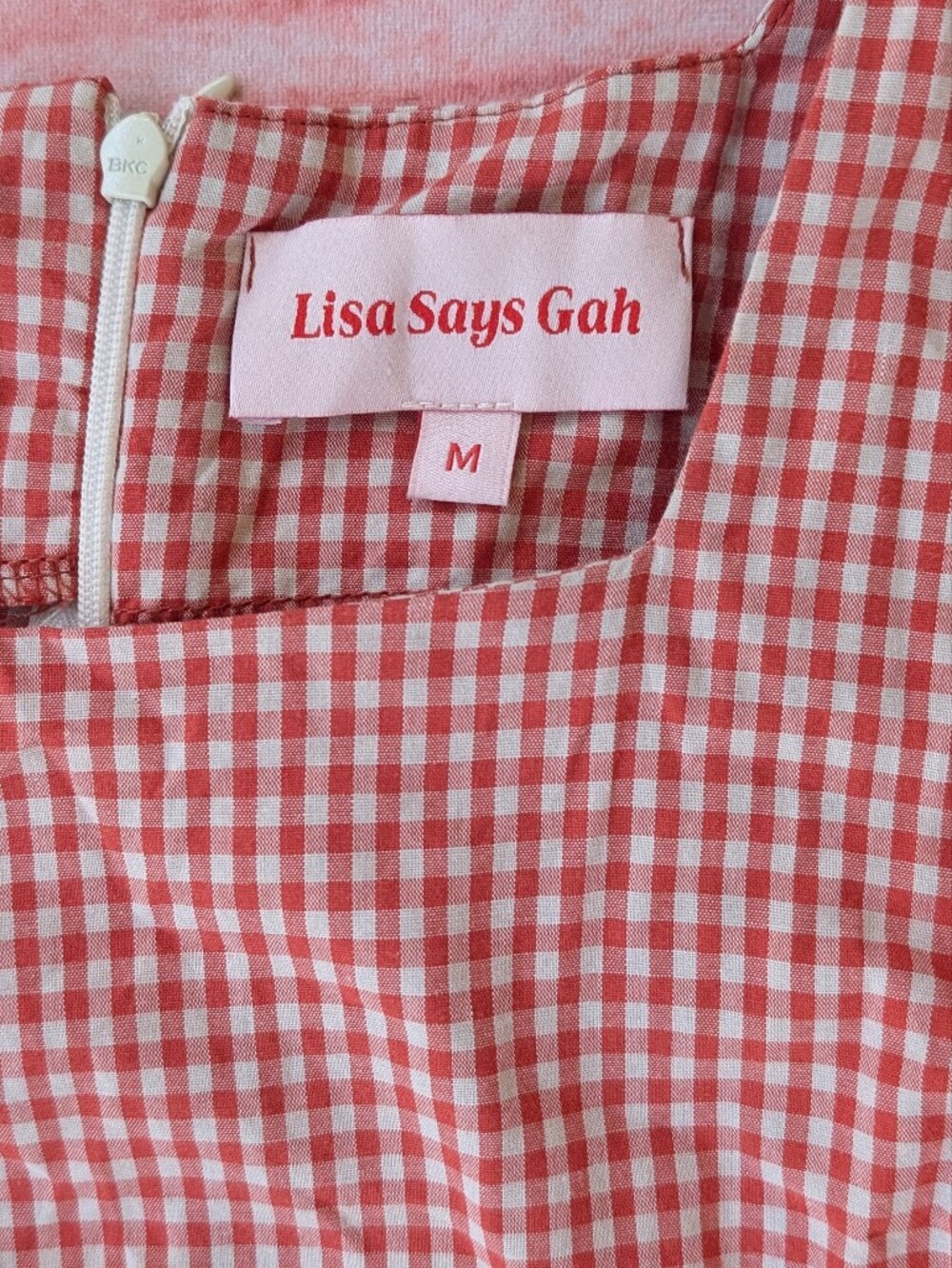 Lisa Says Gah Terracotta Gingham Maddie Midi Dress Medium - Picture 9 of 11